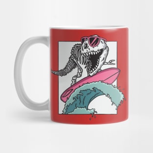 Skeleton of T-Rex Surfing Mug